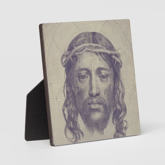 Gezicht van Christus op St. Veronica's Veil Heilig Fotoplaat (Voorkant)