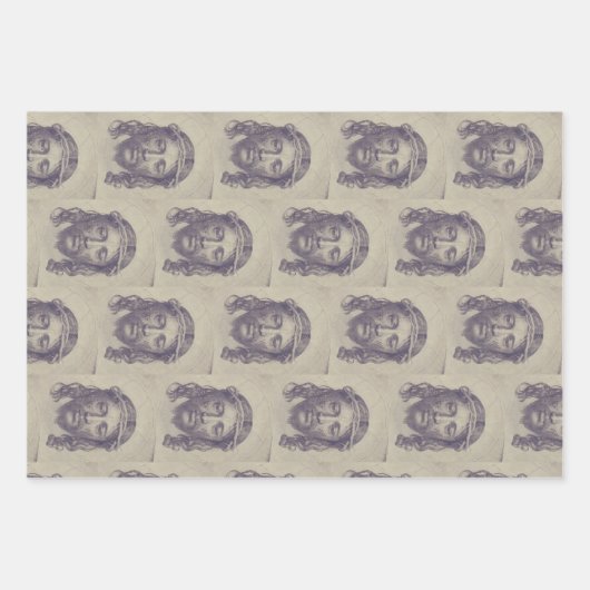 Gezicht van Christus op St. Veronica's Veil Heilig Inpakpapier Vel (Voorkant)