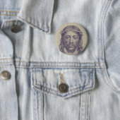 Gezicht van Christus op St. Veronica's Veil Heilig Ronde Button 5,7 Cm (In situ)