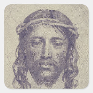 Gezicht van Christus op St. Veronica's Veil Heilig Vierkante Sticker