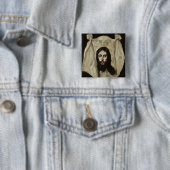 Gezicht van de Christus Vierkante Button 5,1 Cm (In situ)