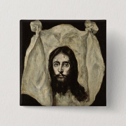 Gezicht van de Christus Vierkante Button 5,1 Cm (Voorkant)
