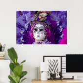 Gezicht van een carnavalskostuum, Venetië Poster (Thuiskantoor)