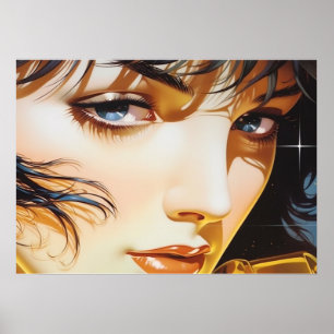 Gezicht van een Golden Girl airbrush art Poster