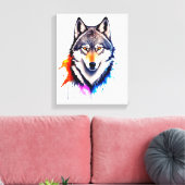 Gezicht van een grijze Wolf Canvas Afdruk (Insitu (Woonkamer))