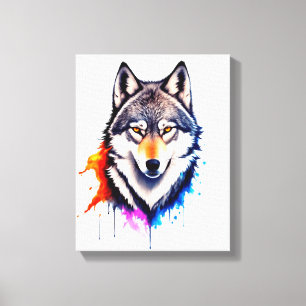 Gezicht van een grijze Wolf Canvas Afdruk