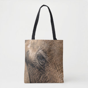 Gezicht van een olifant tote bag