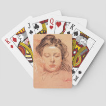 Gezicht van een slapend meisje (door Frantisek Kup