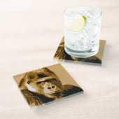 Gezicht van Gorilla Glazen Onderzetter (Schuin)