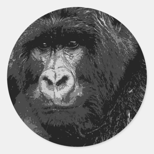 Gezicht van Gorilla Ronde Sticker (Voorkant)