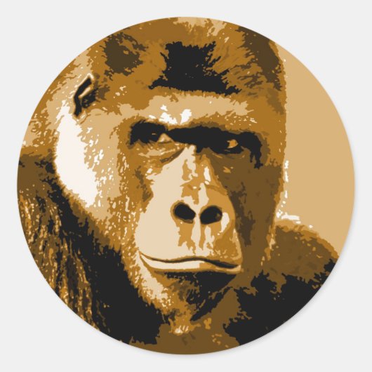 Gezicht van Gorilla Ronde Sticker (Voorkant)