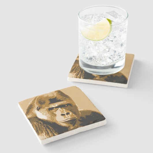 Gezicht van Gorilla Stenen Onderzetter (Zijkant)