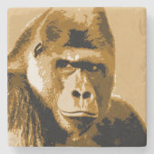 Gezicht van Gorilla Stenen Onderzetter (Voorkant)