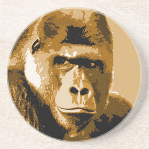 Gezicht van Gorilla Zandsteen Onderzetter