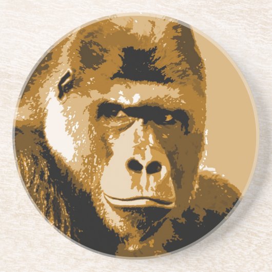 Gezicht van Gorilla Zandsteen Onderzetter (Voorkant)