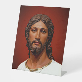 GEZICHT VAN JESUS door Mark Edward Westerfield 9-1 Reclamebord Met Voetstuk