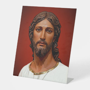 GEZICHT VAN JESUS door Mark Edward Westerfield 9-9 Reclamebord Met Voetstuk