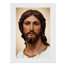 GEZICHT VAN JESUS MET PRACHTIGE VRIENDELIJKE OGEN