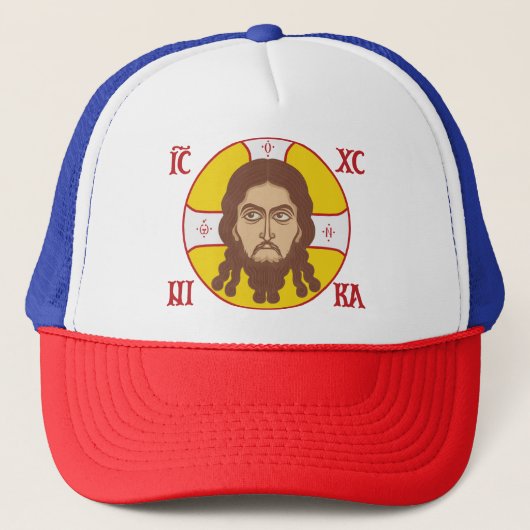 Gezicht van Jezus Christus orthodox icoon Trucker Pet (Voorkant)