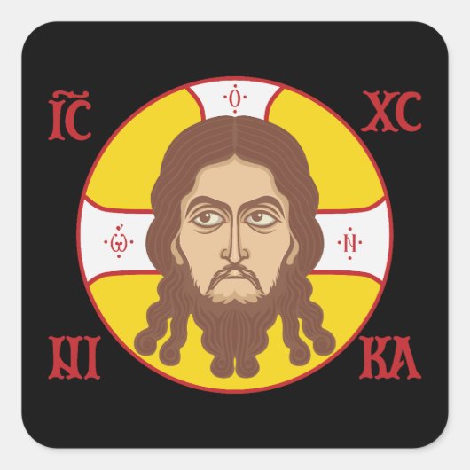 Gezicht van Jezus Christus orthodox icoon Vierkante Sticker (Voorkant)