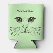 Gezicht van Kat Intense Ogen Whiskers Lichtgroen Blikjeskoeler (Voorkant)