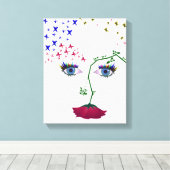 Gezicht van Natuur abstract meisje gezicht Canvas Afdruk (Insitu (Houten vloer))