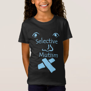 Gezicht van selectief mutisme donker t-shirt