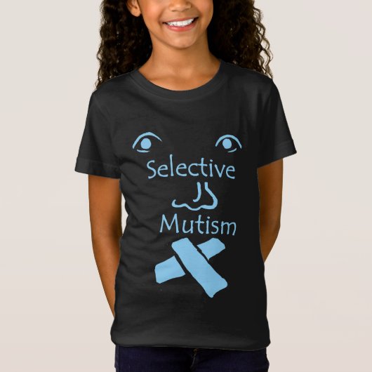 Gezicht van selectief mutisme donker t-shirt (Voorkant)