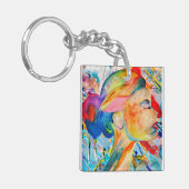 GEZICHT VAN VEEL KLEUREN Abstracte acrylSleutelhan Sleutelhanger (Voorkant Links)