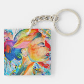 GEZICHT VAN VEEL KLEUREN Abstracte acrylSleutelhan Sleutelhanger (Achterkant)