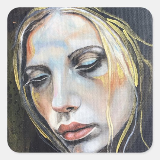 Gezicht van verdriet, jonge dame artwork stickers (Voorkant)