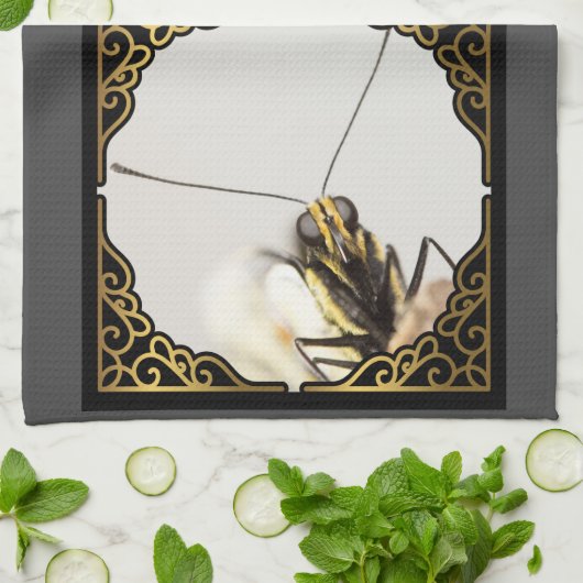 Gezicht van Vlinder- CloseUp Monarch Theedoek (Gevouwen)