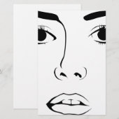 Gezicht van vrouw briefpapier (Voorkant / Achterkant)