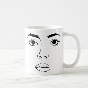 Gezicht van vrouw koffiemok