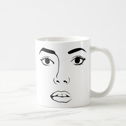 Gezicht van vrouw koffiemok (Rechts)