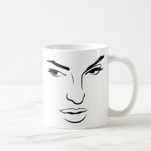 Gezicht van vrouw koffiemok