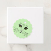  gezicht van zwarte kattentekening Heldergroene og Bedankjes Labels (In situ)