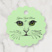  gezicht van zwarte kattentekening Heldergroene og Bedankjes Labels (Achterkant)