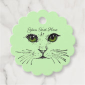  gezicht van zwarte kattentekening Heldergroene og Bedankjes Labels (Voorkant)