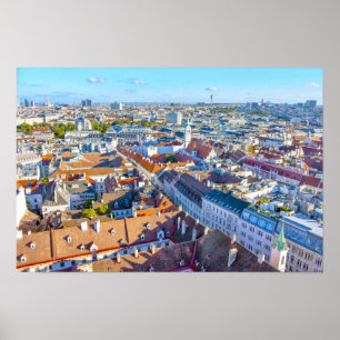 Gezicht vanaf de toren van de Stefansdom, Wenen Poster