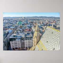 Gezicht vanaf de toren van de Stephansdom, Wenen Poster