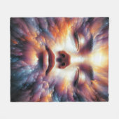 Gezicht vermengd met kleurrijke wolken fleece deken (Voorkant (Horizontaal))