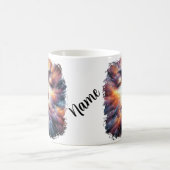 Gezicht vermengd met kleurrijke wolken koffiemok (Center)