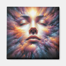 Gezicht vermengd met kleurrijke wolken magneet