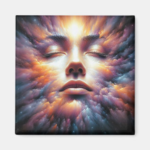 Gezicht vermengd met kleurrijke wolken magneet