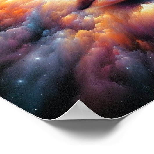 Gezicht vermengd met kleurrijke wolken poster (Hoek)