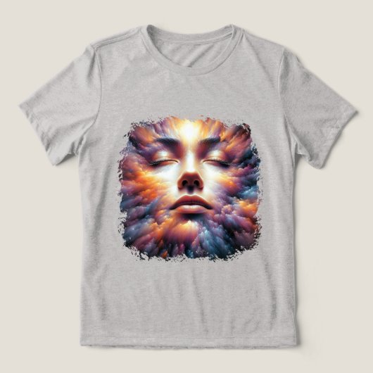 Gezicht vermengd met kleurrijke wolken Tri-Blend shirt (Design voorkant)