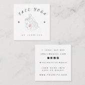 Gezicht Yoga Instructeur  Meisje Line Silhouette Vierkante Visitekaartje (Voorkant / Achterkant)