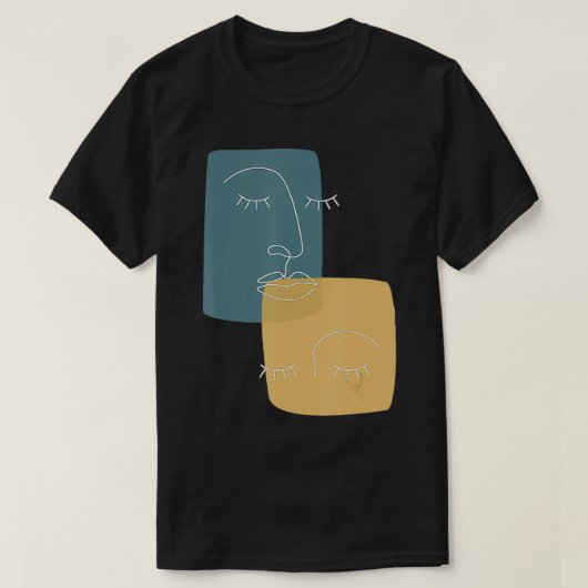 Gezichten Abstracte lijn Tekening T-shirt minimali (Design voorkant)