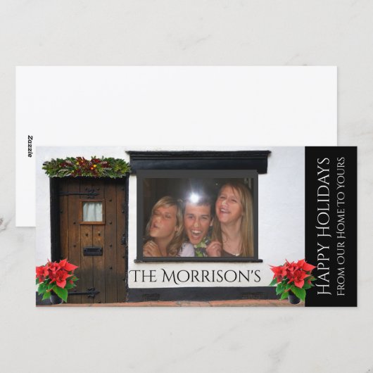 Gezichten geperst tegen glazen kerst feestdagenkaart (Voorkant / Achterkant)